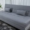 Sofá Cama Arpoador Veludo Cinza Larg. 1.85m