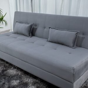Sofá Cama Arpoador Veludo Cinza Larg. 1.85m