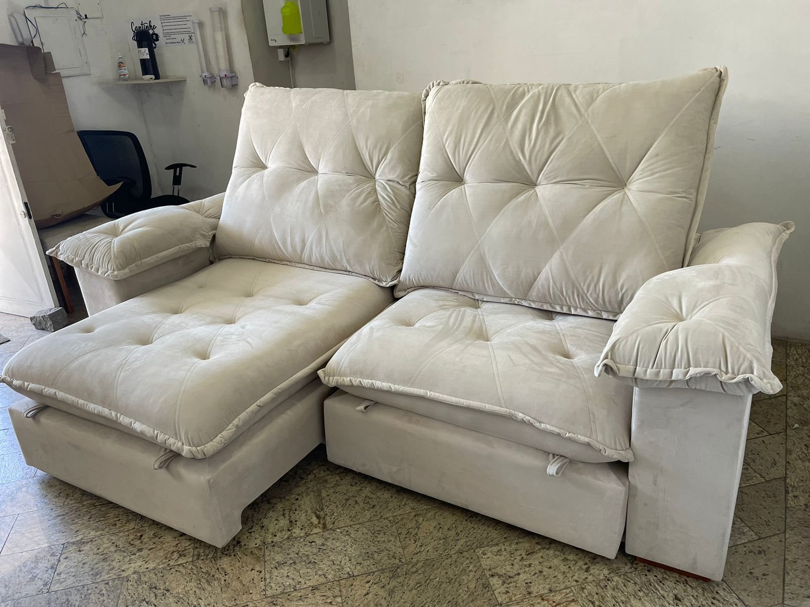 Sofá Retrátil e Reclinável Corvette 2,90 m Prata - D'VITRINE ESTOFADOS(PROMOÇÃO) - Imagem 4