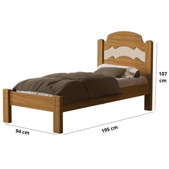 Cama Solteiro Íris Nature/Off White/Nature – MADEC/VJ MÓVEIS - Imagem 6
