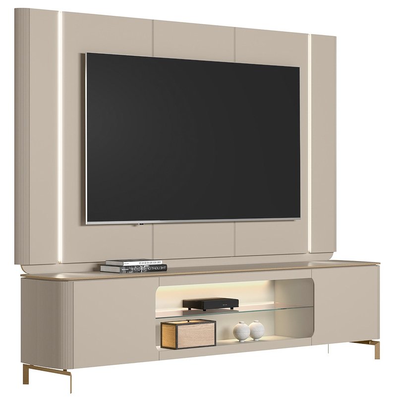 Painel + Rack Santorini Off White/Tauari Fosco - LINEA BRASIL - Imagem 13