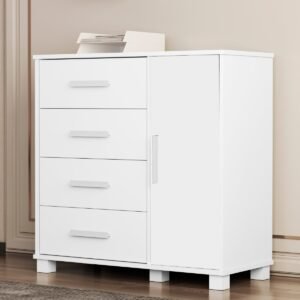 Cômoda 4 Gavetas com Sapateira Lívia Branco(Sem adesivo) – MADEC/VJ MÓVEIS