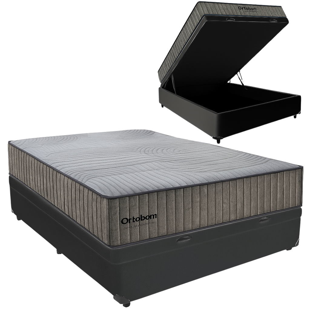 Colchão Casal Exclusive Foam + Base Box Baú Preto – ORTOBOM + BIOSTAR - Imagem 2
