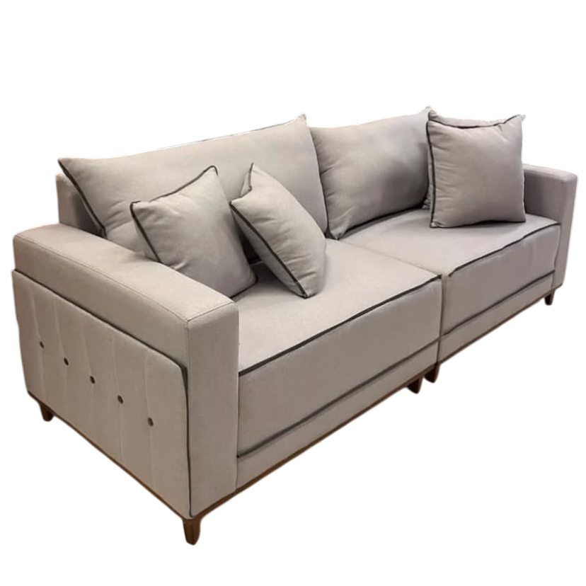 Sofá Living Montes Claros 3048 2,16 m Linho Bege 2119 - LUFER ESTOFADOS - Imagem 4