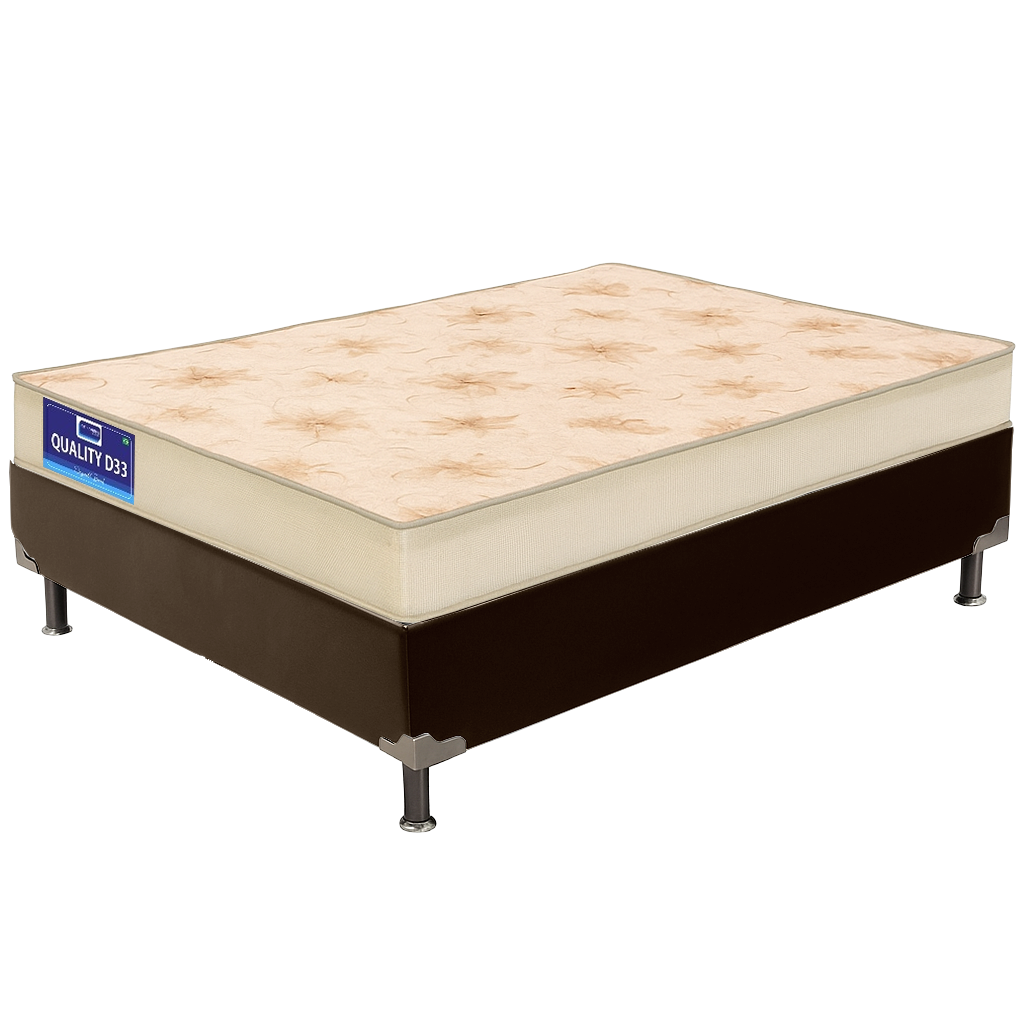 Colchão Solteiro Quality D33 14 cm 0,88 m + Base Box Simples Corino Marrom – ORTHOPRIME + ALTO NÍVEL CAMAS E COLCHÕES - Imagem 2