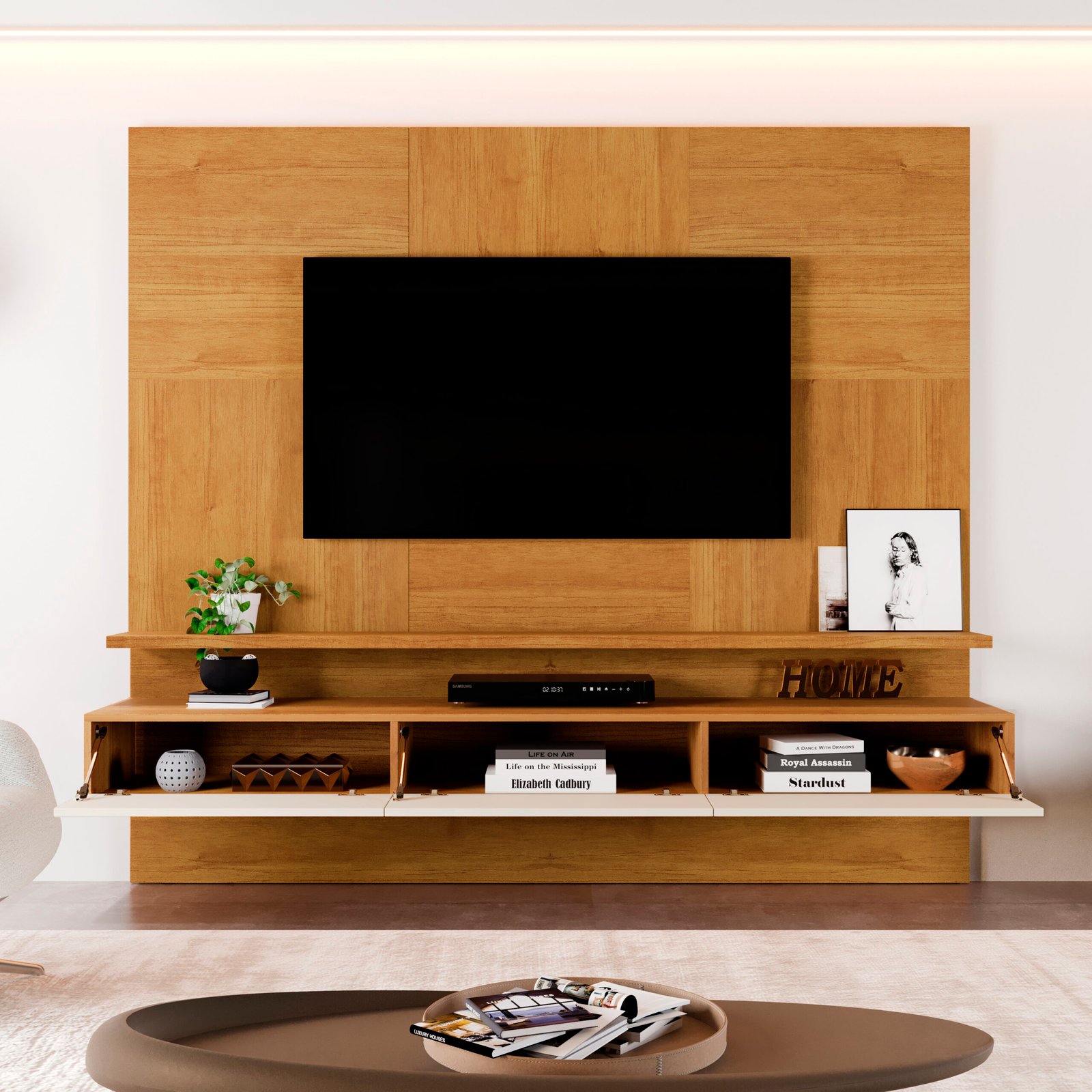 Painel até 75" Nápoles Naturale/Off White - MAVAULAR - Imagem 3