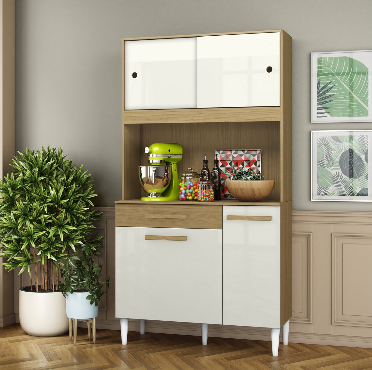 Kit Cozinha 4P1G 0,91 m Atacama/Off White - ARAMÓVEIS