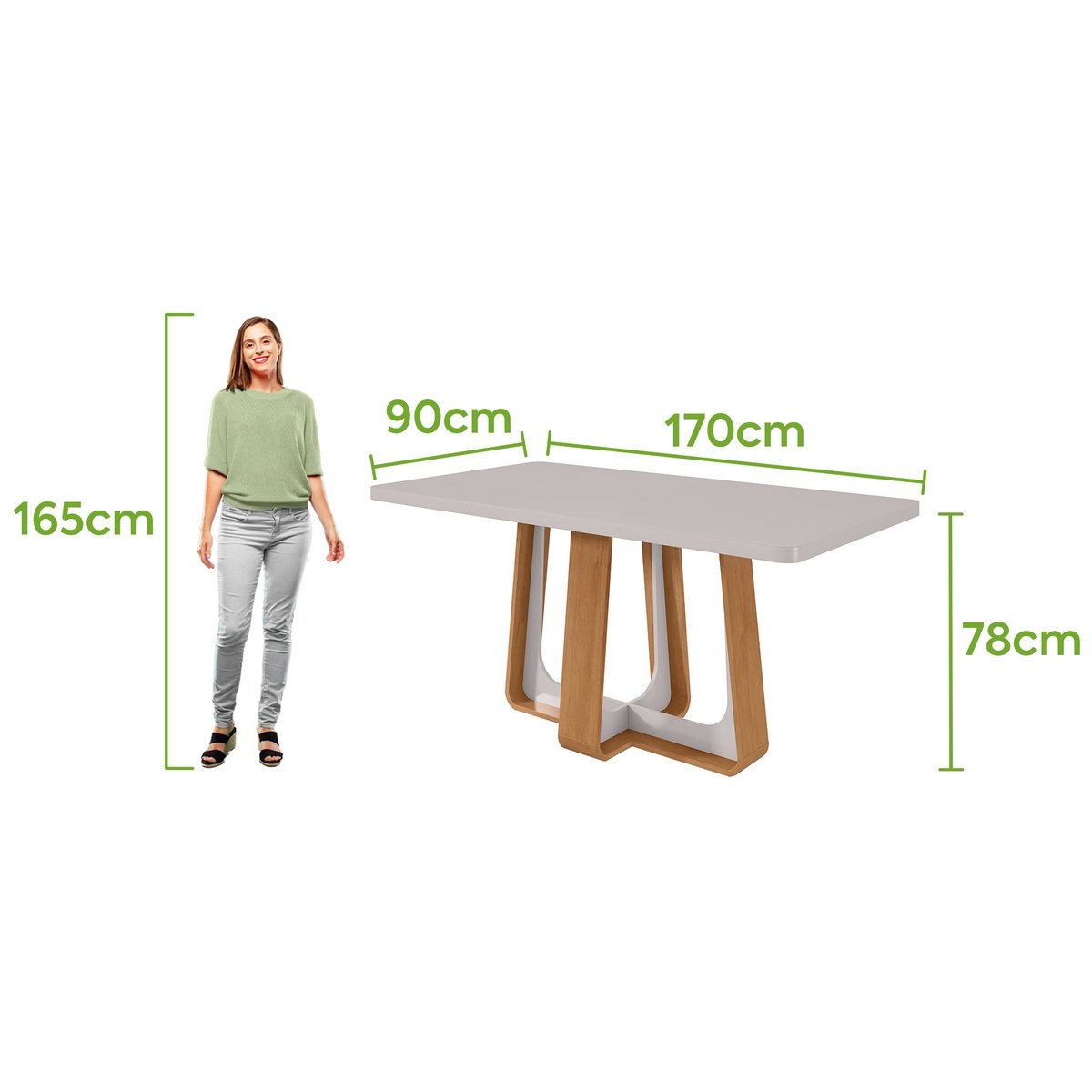 Mesa Sintonia (Tampo Maxi) 170 Amêndoa Clean/Off White - LOPAS - Imagem 3