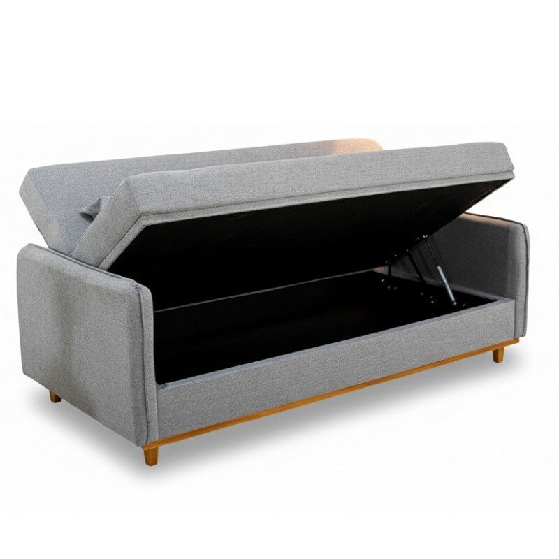 Sofá Cama Ipanema com Baú Linho Cinza 2275 - Larg. 2.05m - Imagem 2