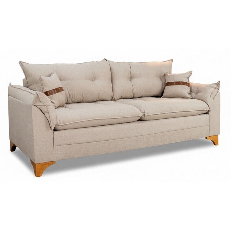 Sofá 3 Lugares Creta Linho Bege 24 Larg. 2.00m - Molas bonnel - Imagem 3