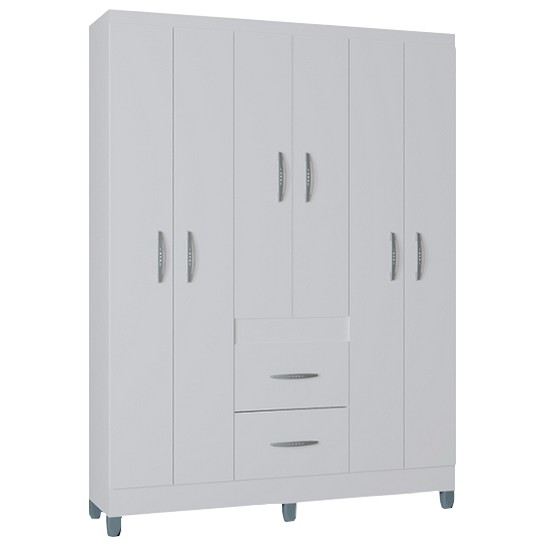 Guarda-Roupa 6 Portas Milão 1,35 m Branco - POQUEMA - Imagem 2