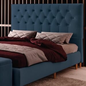 Cabeceira Queen Turim Veludo Azul B024- LARMÓVEIS/TREVO ESTOFADOS