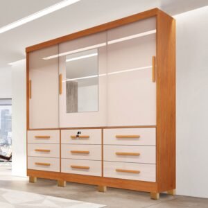 Guarda-Roupa 3 Portas(Com Pés)Athenas 1,80 m Nature/Off White – BIANCHI