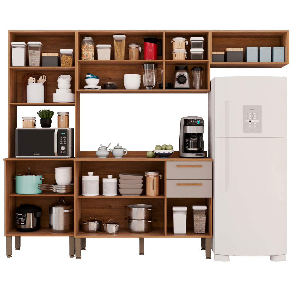 Cozinha Completa New Valência Cinamomo/Off White - SALLÊTO - Imagem 2