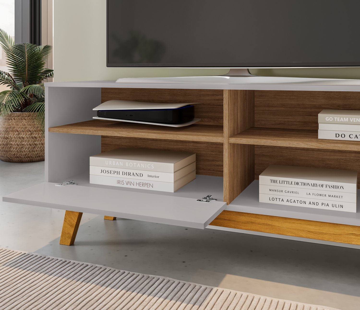 Rack até 55" Paládio Off White/Cinamomo – BECHARA - Imagem 2