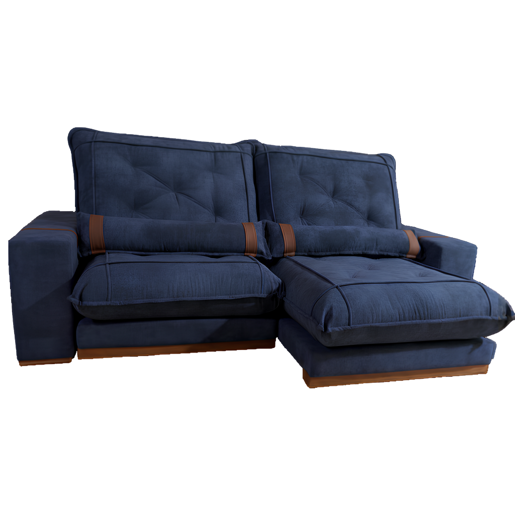 Sofá Retrátil e Reclinável Ibiza/Poseidon 2,50 m Veludo Azul 104 - ZARAT ESTOFADOS - Imagem 3