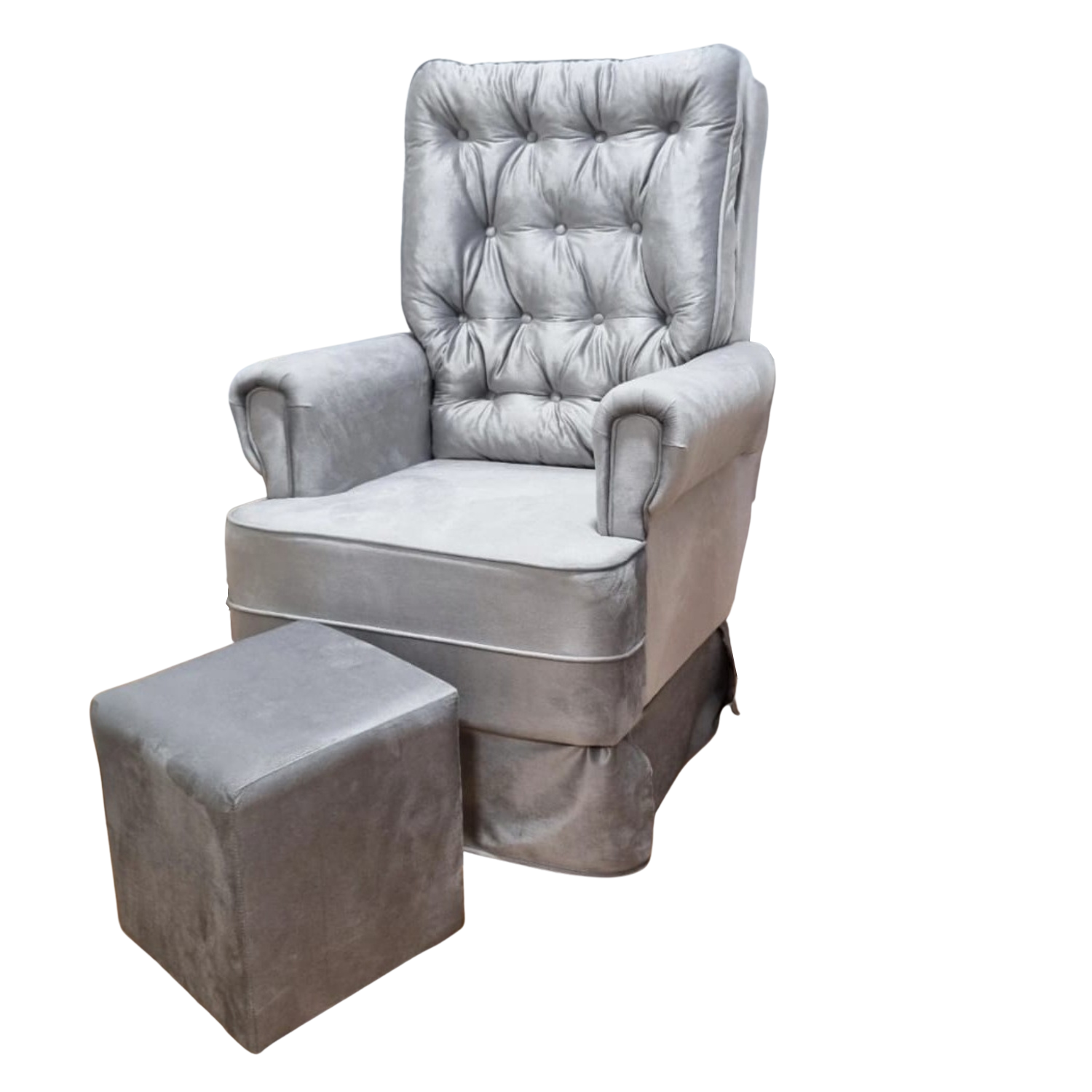 Poltrona Amamentação Marina Veludinho Cinza TB900 - BLISS BABY - Imagem 3