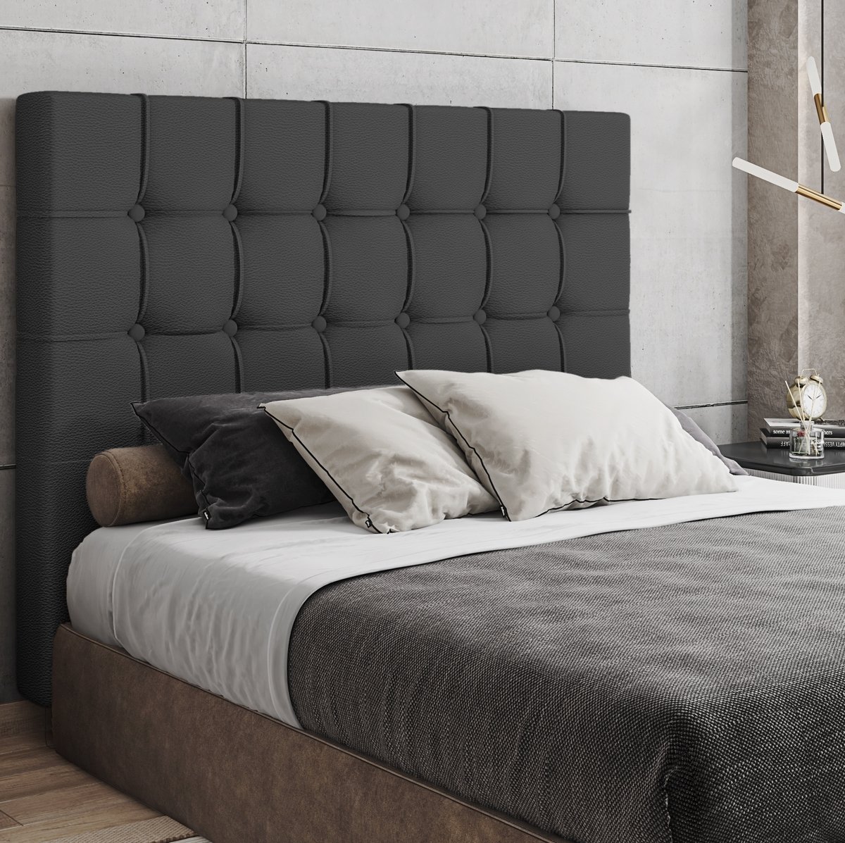 Cabeceira Casal Paris Corino Preto - L.S SILVA