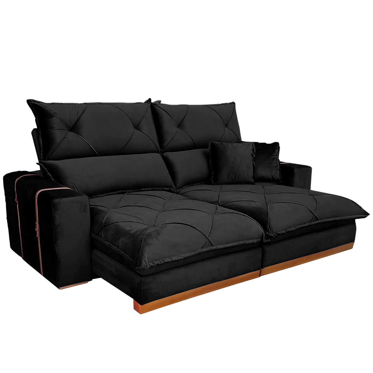 Sofá Retrátil e Reclinável Gran Bello Light 2,00 m Veludo Preto - QUINE ESTOFADOS - Imagem 4