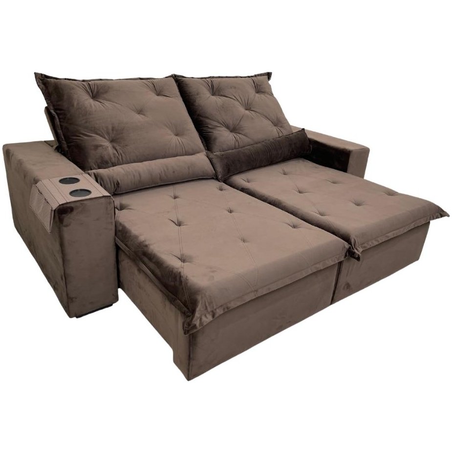Sofá Retrátil e Reclinável Elegance/Leblon 230 Marrom - IMPÉRIO ESTOFADOS