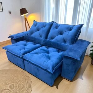 Sofá Retrátil e Reclinável Grécia 2,00 m Azul - QUINE ESTOFADOS