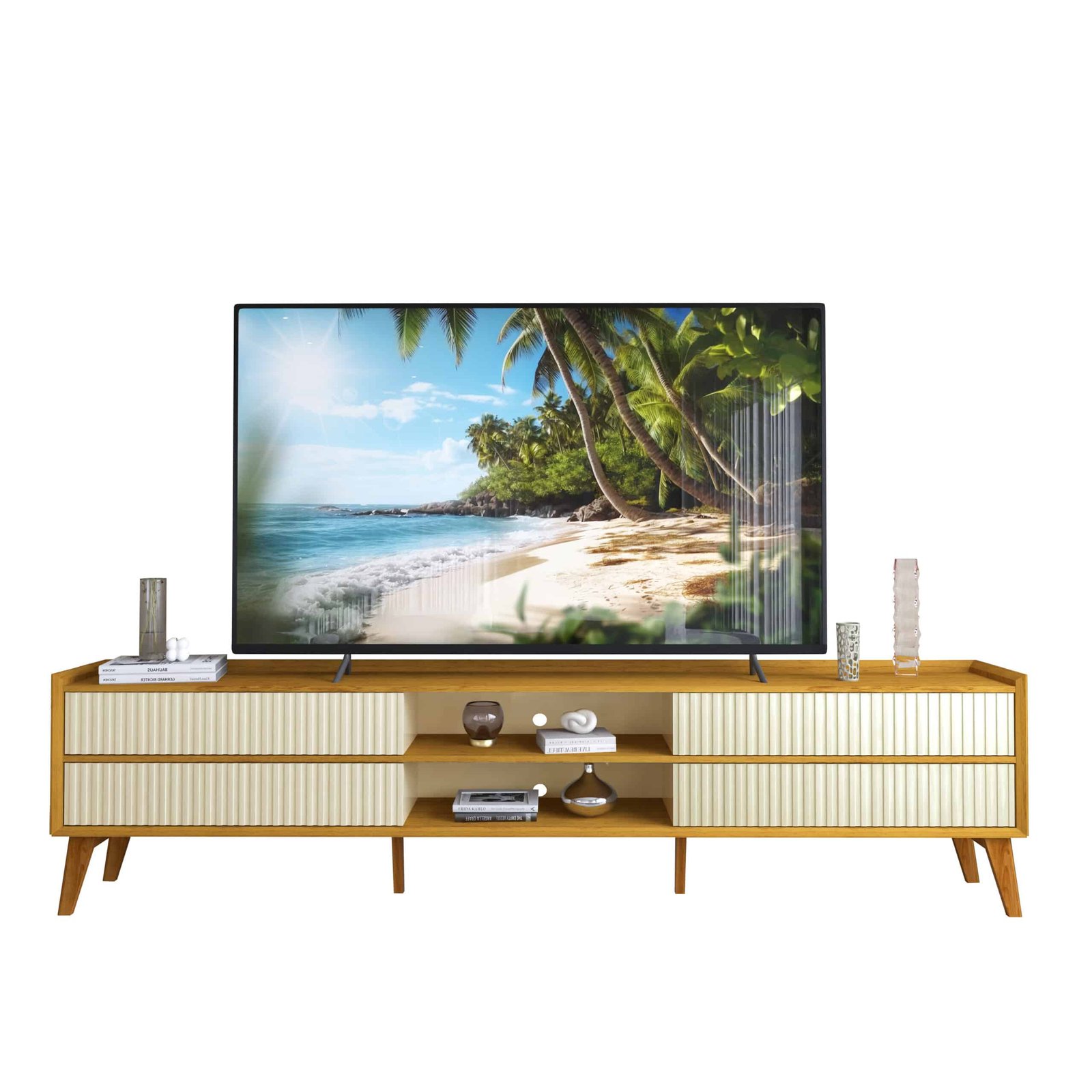 Rack até 85" Magnífico 212 Naturale/Off White - GELIUS - Imagem 5