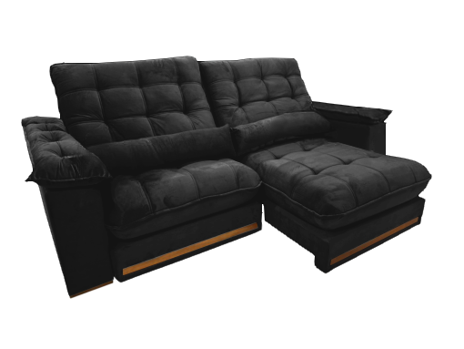 Sofá Retrátil e Reclinável Hércules/Zurique 2,50 m Veludo Preto - VICAM ESTOFADOS - Imagem 2