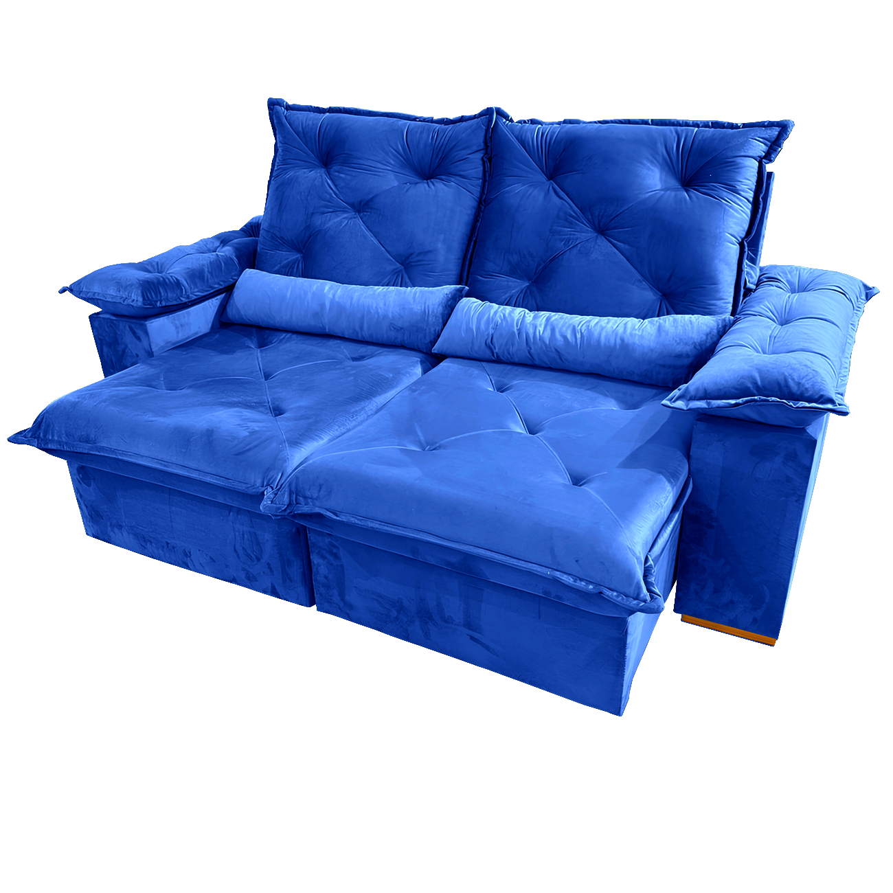 Sofá Retrátil e Reclinável Porto Madero/Brasão 2,00 m Veludo Azul - IMPERIAL DECOR - Imagem 2