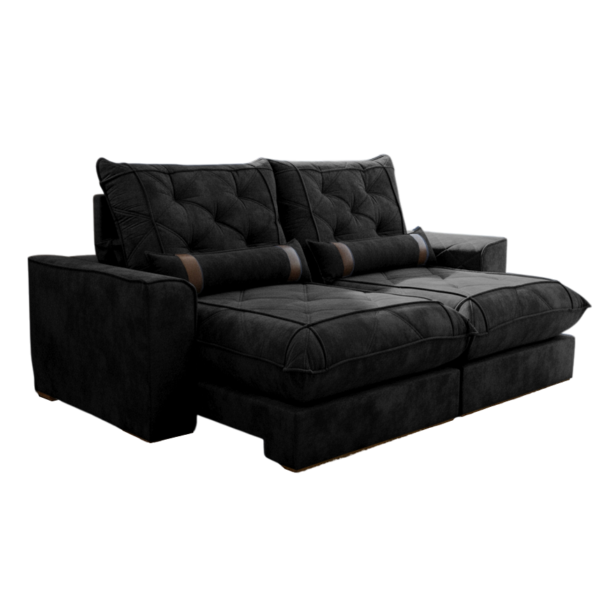 Sofá Retrátil e Reclinável Poseidon 029 2,50 m Veludo Preto - VICAM ESTOFADOS - Imagem 5