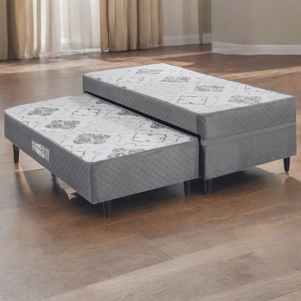 Cama Box Solteiro com Auxiliar Prestige D28 Molas Ensacadas - ECOTEC