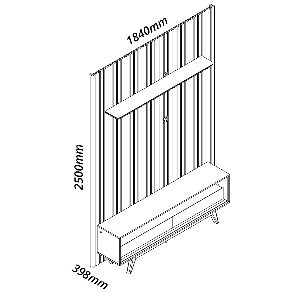 Painel até 75" Nobre 185 Naturale + Rack Requinte 172 Naturale/Off White - GELIUS - Imagem 3