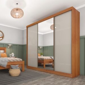 Guarda-Roupa 3 Portas Dacar/Senegal 2,40 m Cinamono/Off White - TCIL