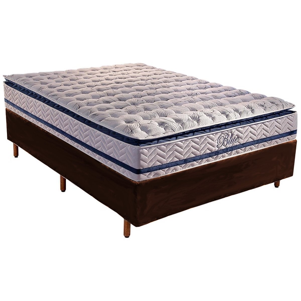 Colchão Casal Blue D33 + Base Box Simples Corino Marrom - PAROPAS + BIOSTAR - Imagem 2