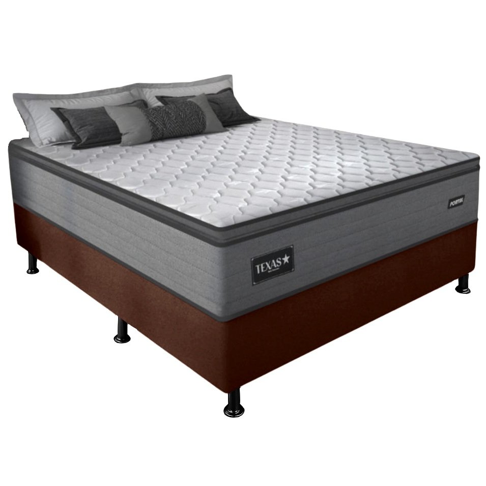 Colchão Casal Texas D28 + Base Box Simples Corino Marrom – GAZIN COLCHÕES + BIOSTAR - Imagem 2