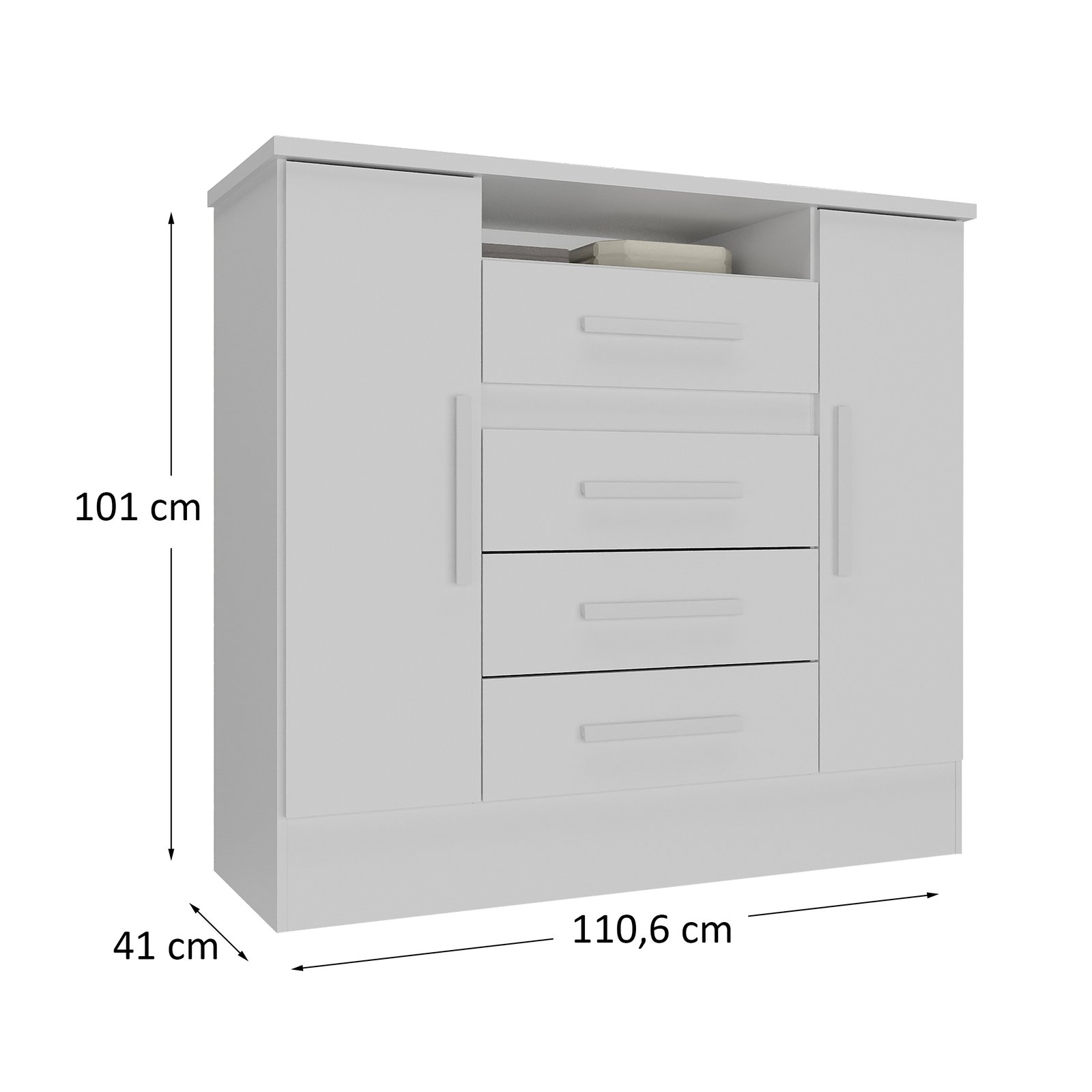 Cômoda 4 Gavetas e 2 Sapateiras Laguna 11CO2430 Branco - RODIAL MÓVEIS - Imagem 4