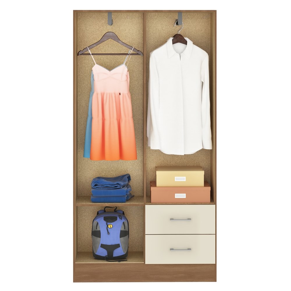 Guarda-Roupa 4 Portas Panamá 4002 + Cômoda 5 Gavetas Aruba Cinamomo/Off White – FELLICCI - Imagem 4