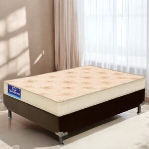 Colchão Casal Quality D33 14 cm + Base Box Simples Corino Marrom – ORTHOPRIME + BIOSTAR