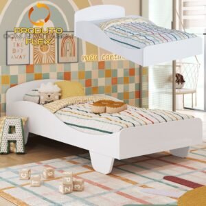 Cama Solteiro Sol Branco Brilho - PEROBA MÓVEIS