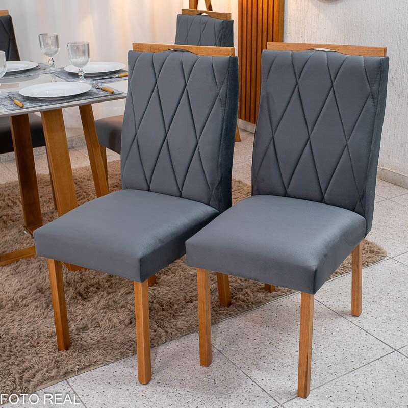 2 Cadeiras Lisboa Cinza 507 Madeira Maciça Art Assento - Entregue Montada - Imagem 2