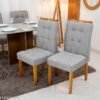 2 Cadeiras Londres Linho Cinza Madeira Maciça Minas Plac - Entregue Montada