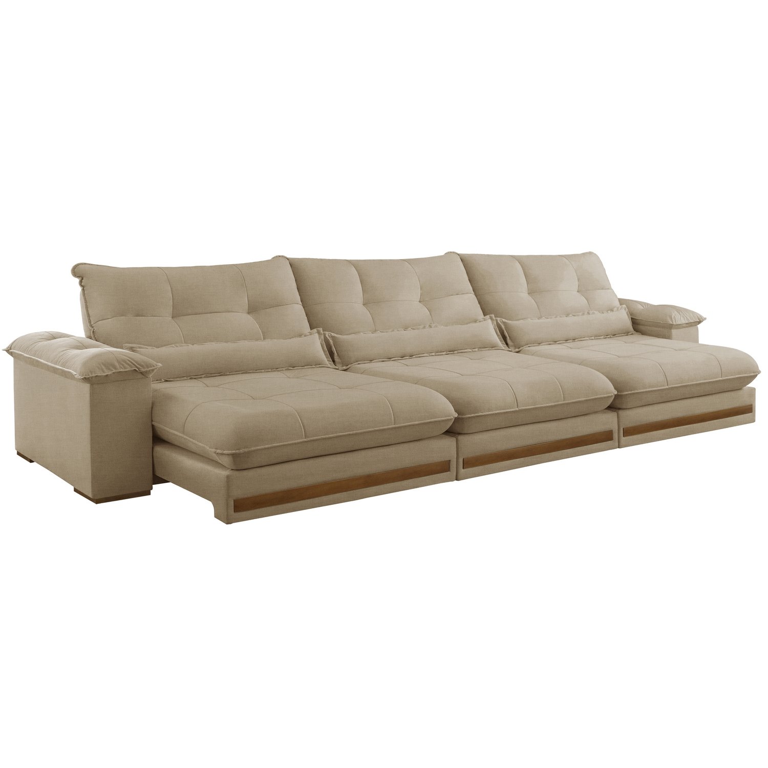 Sofá Retrátil e Reclinável Qatar 3,50 m Linho Bege A227– TREVO ESTOFADOS - Imagem 7