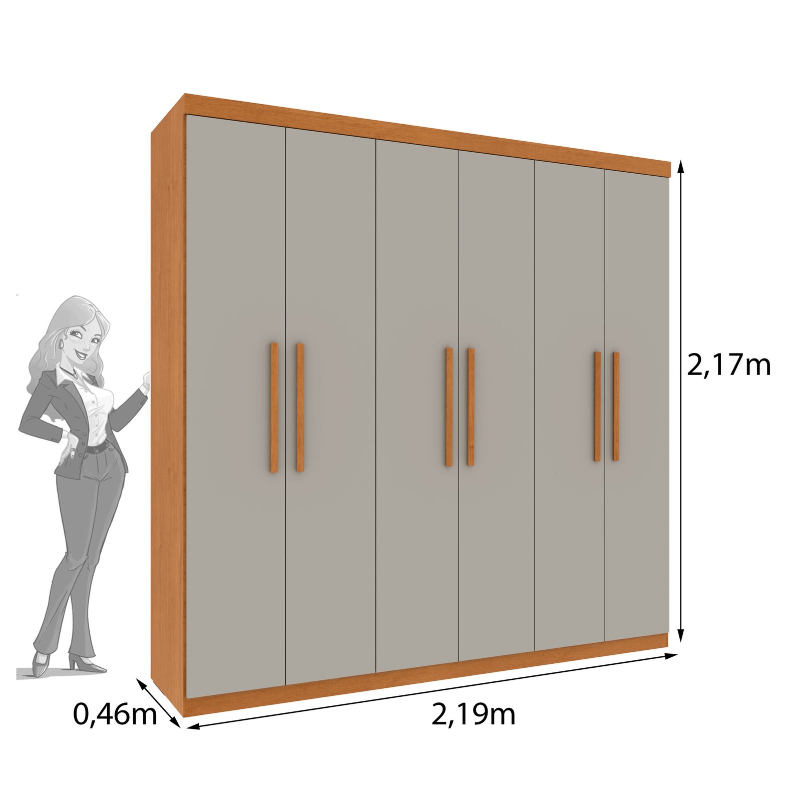 Guarda-Roupa 6 Portas Lagos/Cabo Verde 2,19 m Cinamono/Off White - TCIL - Imagem 3