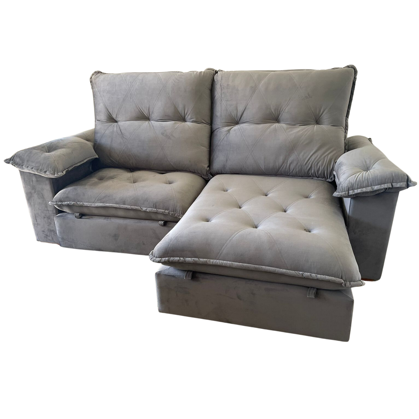 Sofá Retrátil e Reclinável Corvette 2,90 m Cinza Grafite - D'VITRINE ESTOFADOS(PROMOÇÃO) - Imagem 2