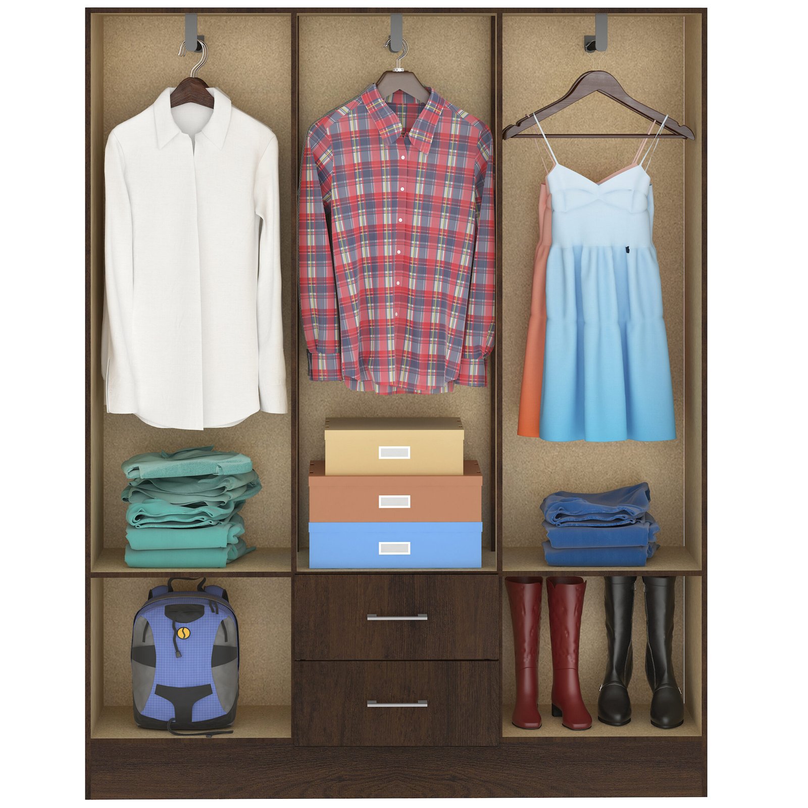 Guarda-Roupa 6 Portas Jamaica 6002 + Cômoda 5 Gavetas Sapateira Miami Preto - FELLICCI - Imagem 3