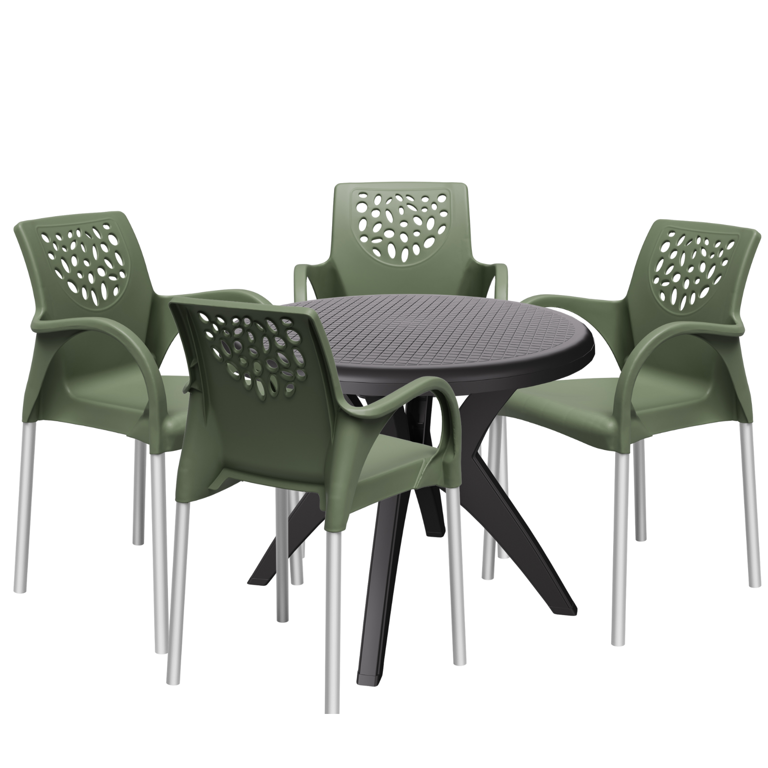 Mesa Deluxe 90 Preto com 4 Poltronas Deluxe Verde – FORTE PLÁSTICO - Imagem 2