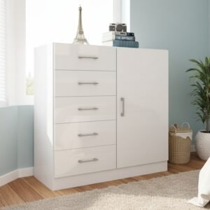 Cômoda 5 Gavetas com Sapateira Miami Branco - FELLICCI