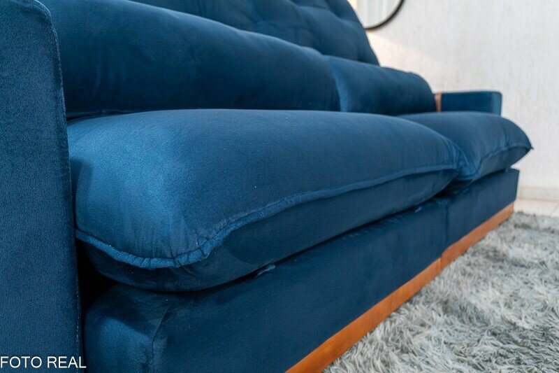 Sofá Retrátil Reclinável Toronto 2.50m Veludo Azul 4061 - Molas Ensacadas - Imagem 8