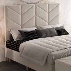 Cabeceira Queen Berlim Veludo Bege B015 - LARMÓVEIS/TREVO ESTOFADOS