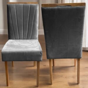 Kit 2 Cadeiras Patrícia 01 Imbuia Mel/Veludo Cinza Grafite 406 – CARVALHO DECOR