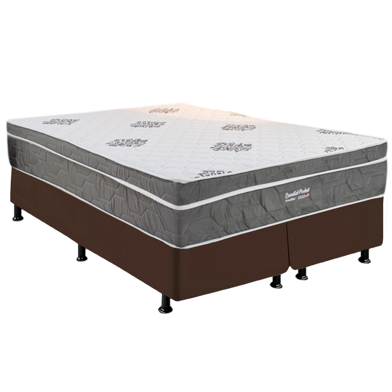 Colchão Queen Essential Pocket D26 + Base Box Simples Corino Marrom – INOVAFLEX + BIOSTAR - Imagem 2